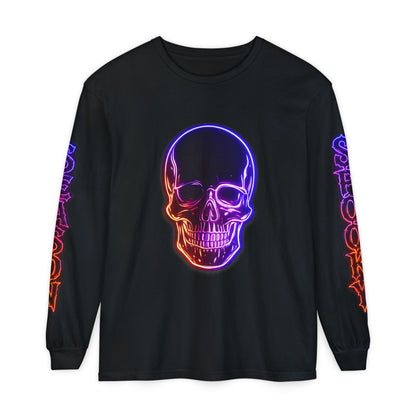 HALLOWEEN NEON SKULL - LONG SLEEVE TEE w/ Sleeve Designs