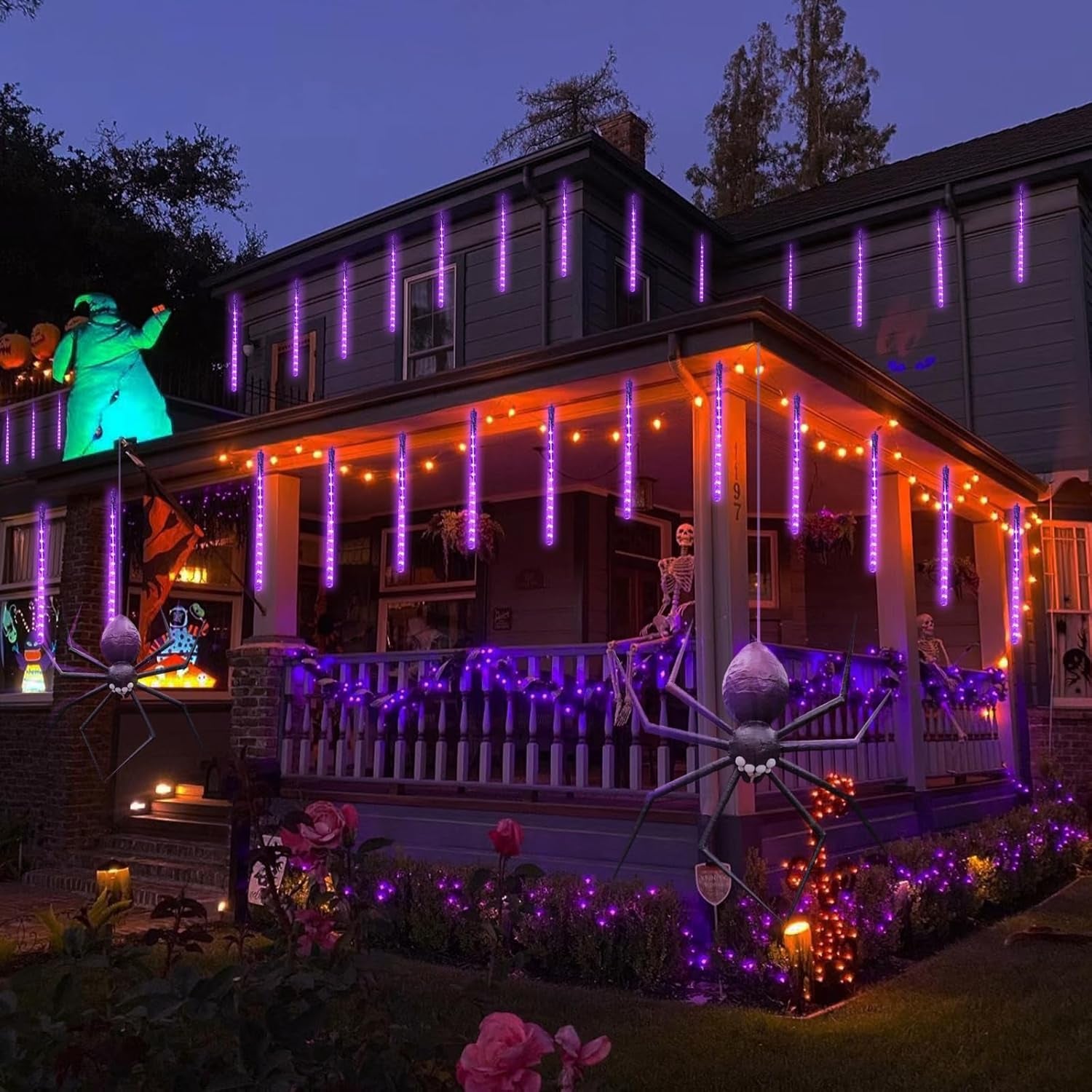 Purple Solar Meteor Shower Lights for Tree Party Holiday Garden Christmas Outdoor