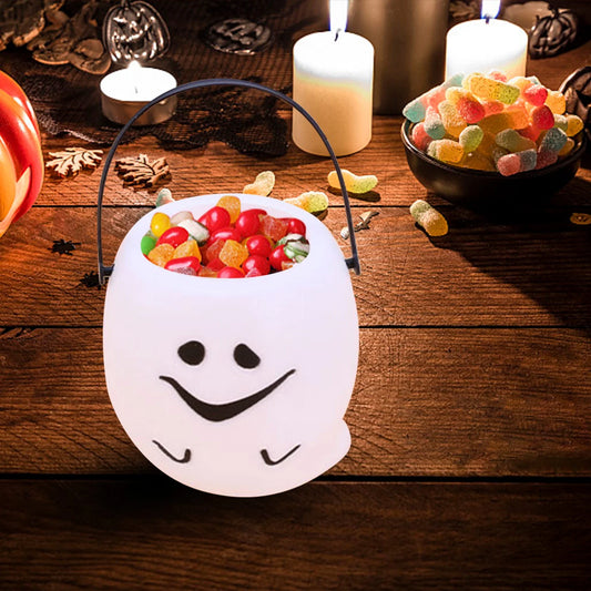 Handheld Pumpkin Halloween Candy Bucket,Halloween Pumpkin Bucket, Pumpkin Candy Bucket Plastic Lantern Bucket for Halloween Party Decorations Party Favors Purple