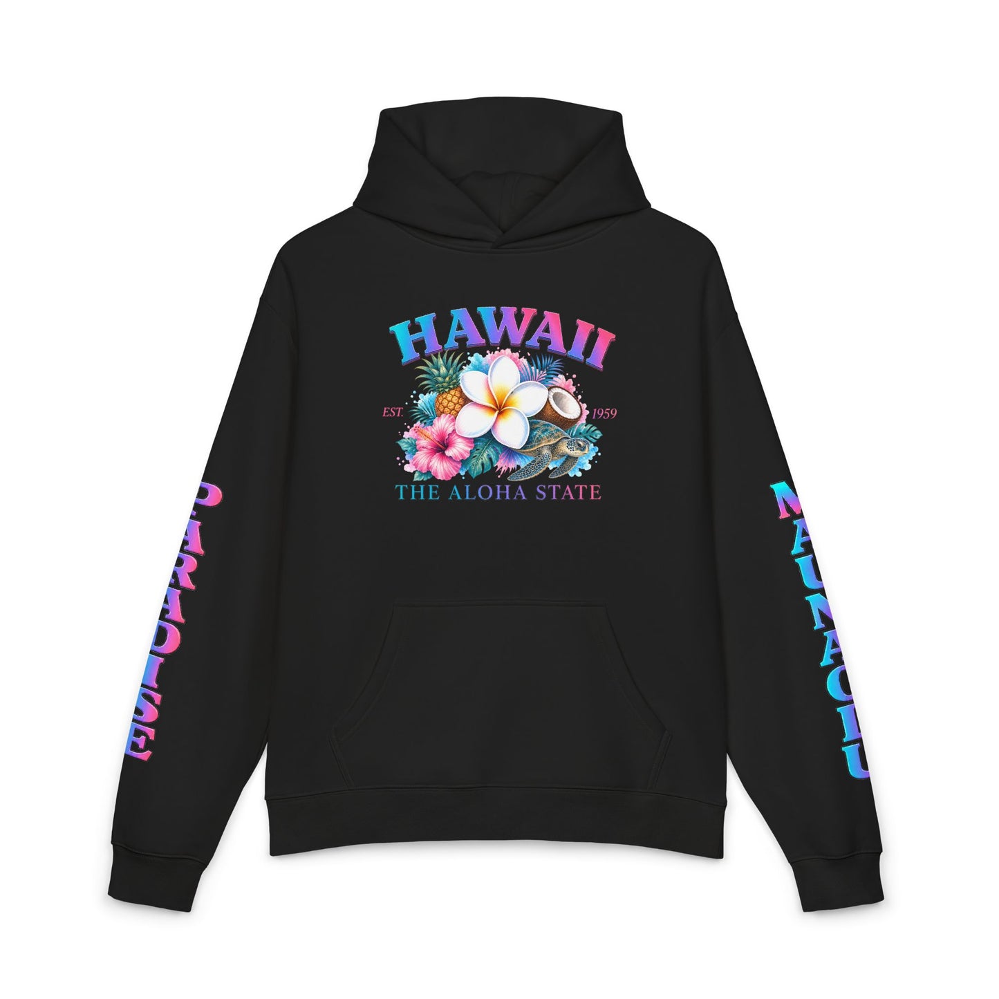 WOMENS PREMIUM HOODIE - Oahu Hawaii Beach Paradise with sleeve design