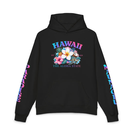 WOMENS PREMIUM HOODIE - Oahu Hawaii Beach Paradise with sleeve design