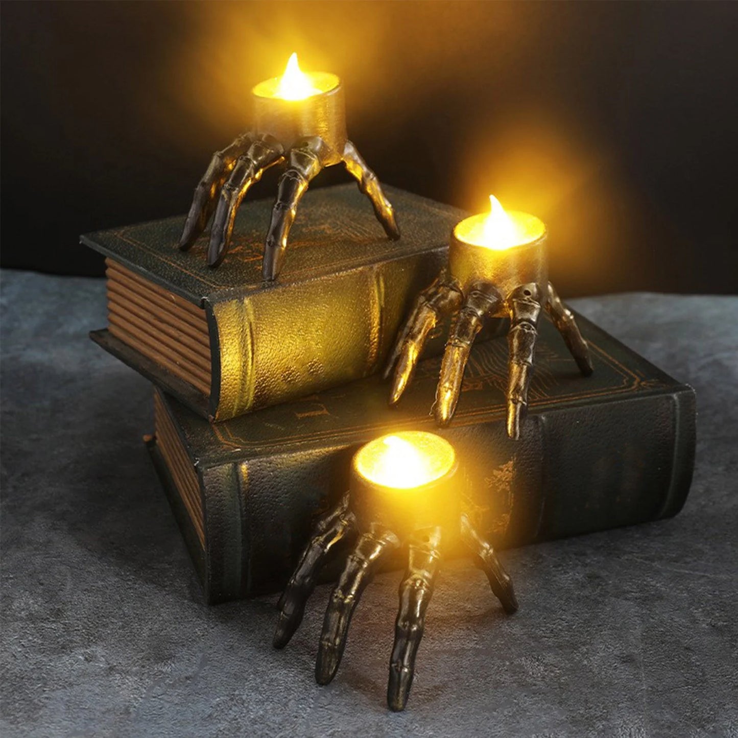 Halloween Flameless Candles Holder Lights, Ghost Skeleton Hand Candle, Battery Operated Led Candle Lights for Home Party, Halloween Decorations Indoor