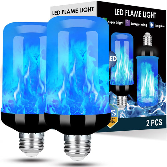 Upgraded LED Flame Light Bulb, 4 Modes Fire Flame Light Bulbs with Upside down Effect, E26 Base Flickering Light Bulbs for Halloween, Party, Outdoor, Indoor, Halloween Decor (2 Pack)