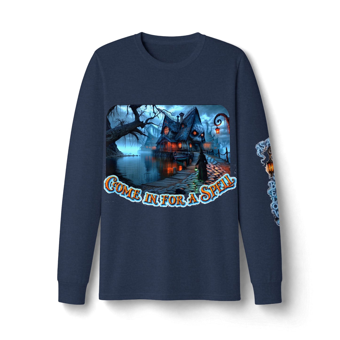 UNISEX HALLOWEEN WITCH HOUSE LONG SLEEVE TEE — "Come In For A Spell"