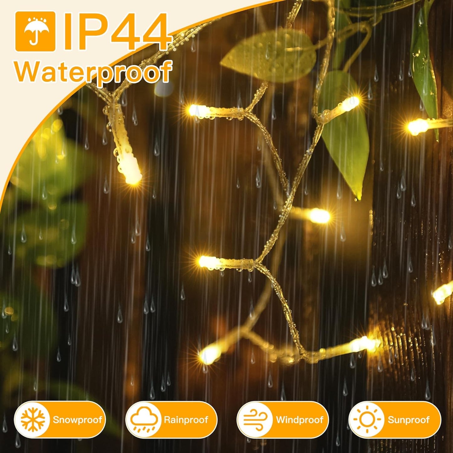 String Lights Indoor 200LED 60FT, Warm White Connectable Plug in LED Outdoor Light, 8 Modes Waterproof Timer Christmas Lights for outside Bedroom House Party Wedding Camping