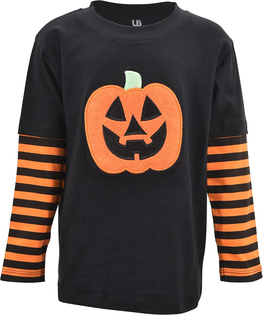 Boys Shirts for Kids and Toddlers Striped Layered Long Sleeve with Embroidery