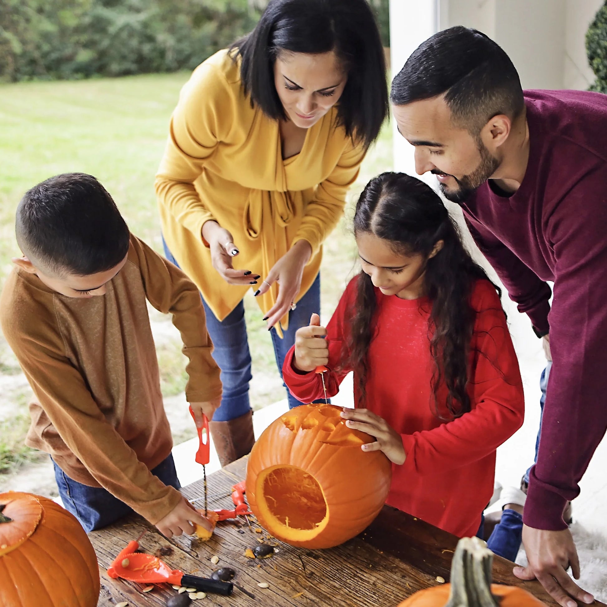 Plastic All in One Pumpkin Carving Kit, 12 Pieces, (Orange)
