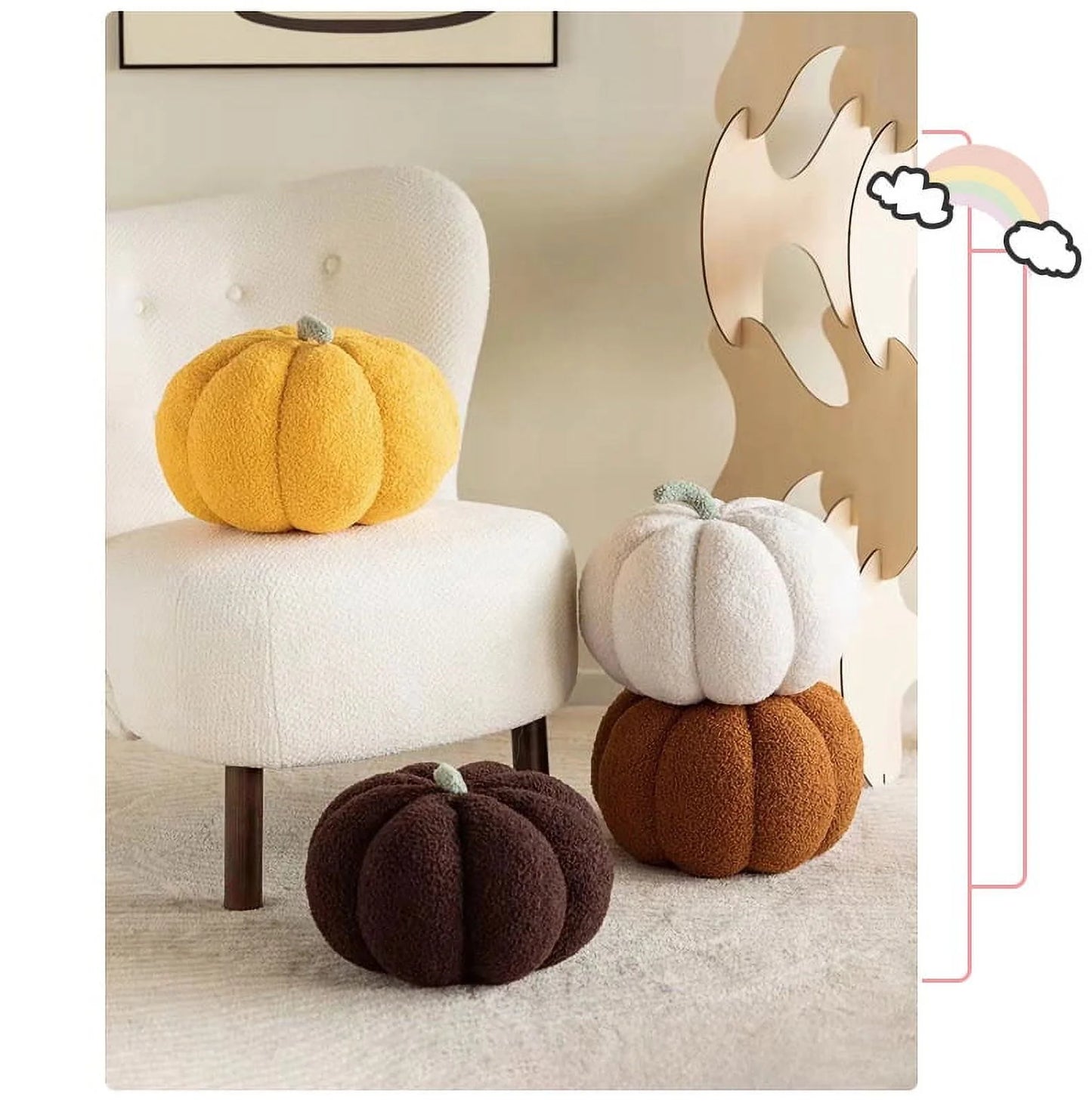 Plush Pumpkin Pillow Pumpkin Throw Pillows, Decorative Pillows Ball Pillow Stuffed Pumpkin Plush Toy, Cute 3D Shaped Teddy Pumpkin Pillows