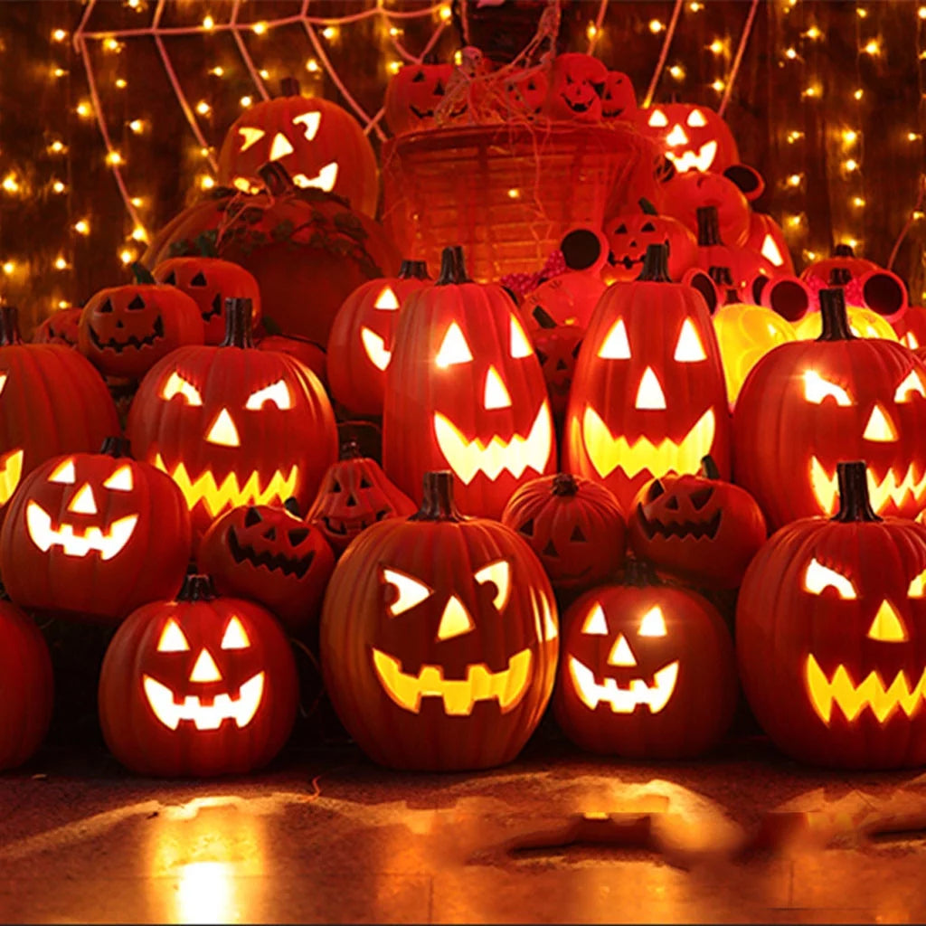 Halloween Decor LED Pumpkin Lantern Scene Layout Home Decoration Halloween Decorations Light up Pumpkin 3D Fall Resin Pumpkin Battery Operated Orange