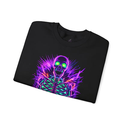 WOMENS CREWNECK SWEATSHIRT - Neon Electric Skeleton w/ custom sleeve options