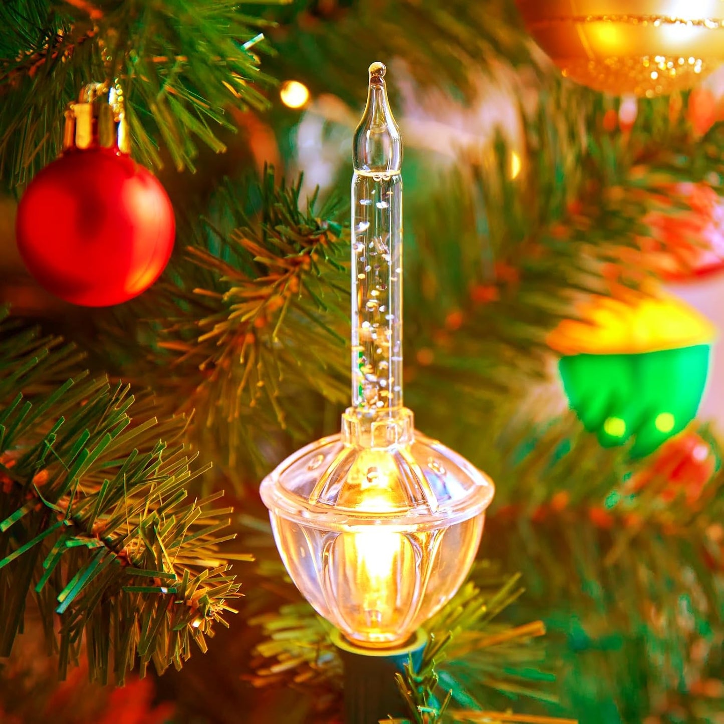 14 Pack Bubble Lights Replacement Bulbs, Clear Fluid Lights Bulbs, C7 E12 Candelabra Base, Xmas Bubble Lamps for Christmas Tree Decorations, Warm White