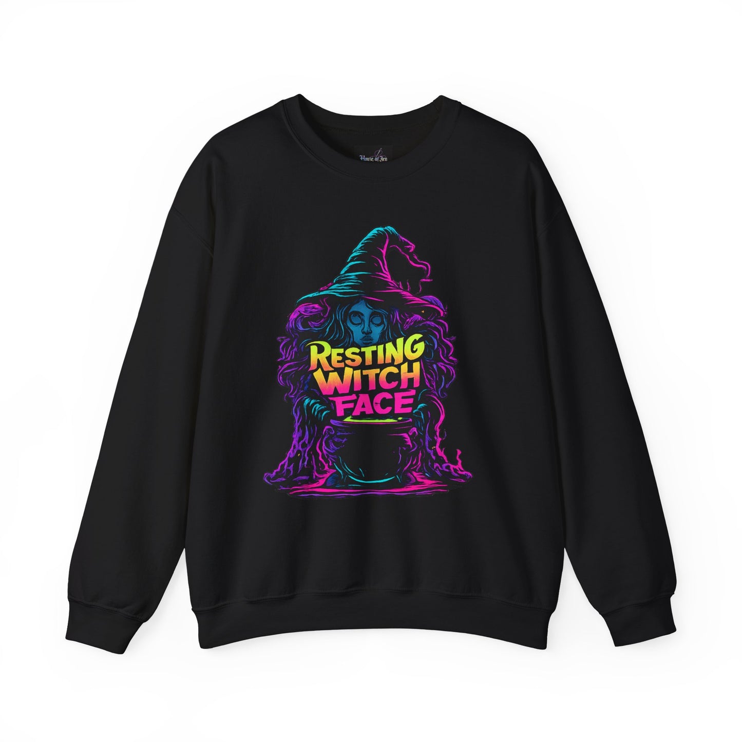 SWEATSHIRT Witch - Neon Resting Witch Face Graphic Crewneck