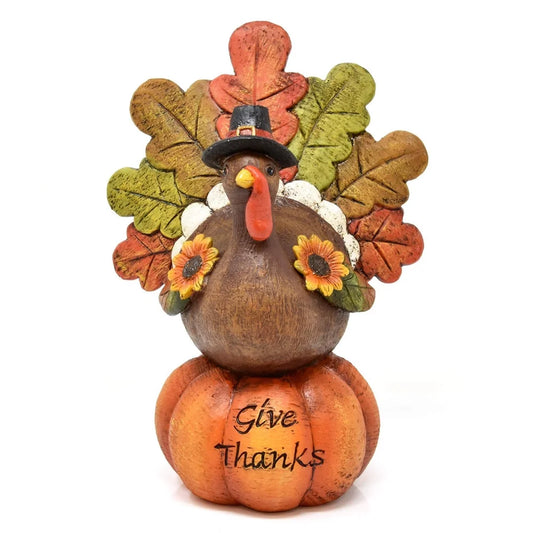 Hand-Painted Thanksgiving Turkey Pumpkin Table Decoration, Resin Table Turkey Pumpkin Centerpiece Table Decoration
