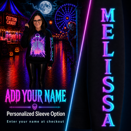 WOMENS CREWNECK SWEATSHIRT - Neon Electric Skeleton w/ custom sleeve options