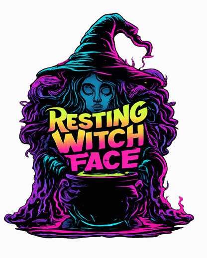 SWEATSHIRT Witch - Neon Resting Witch Face Graphic Crewneck