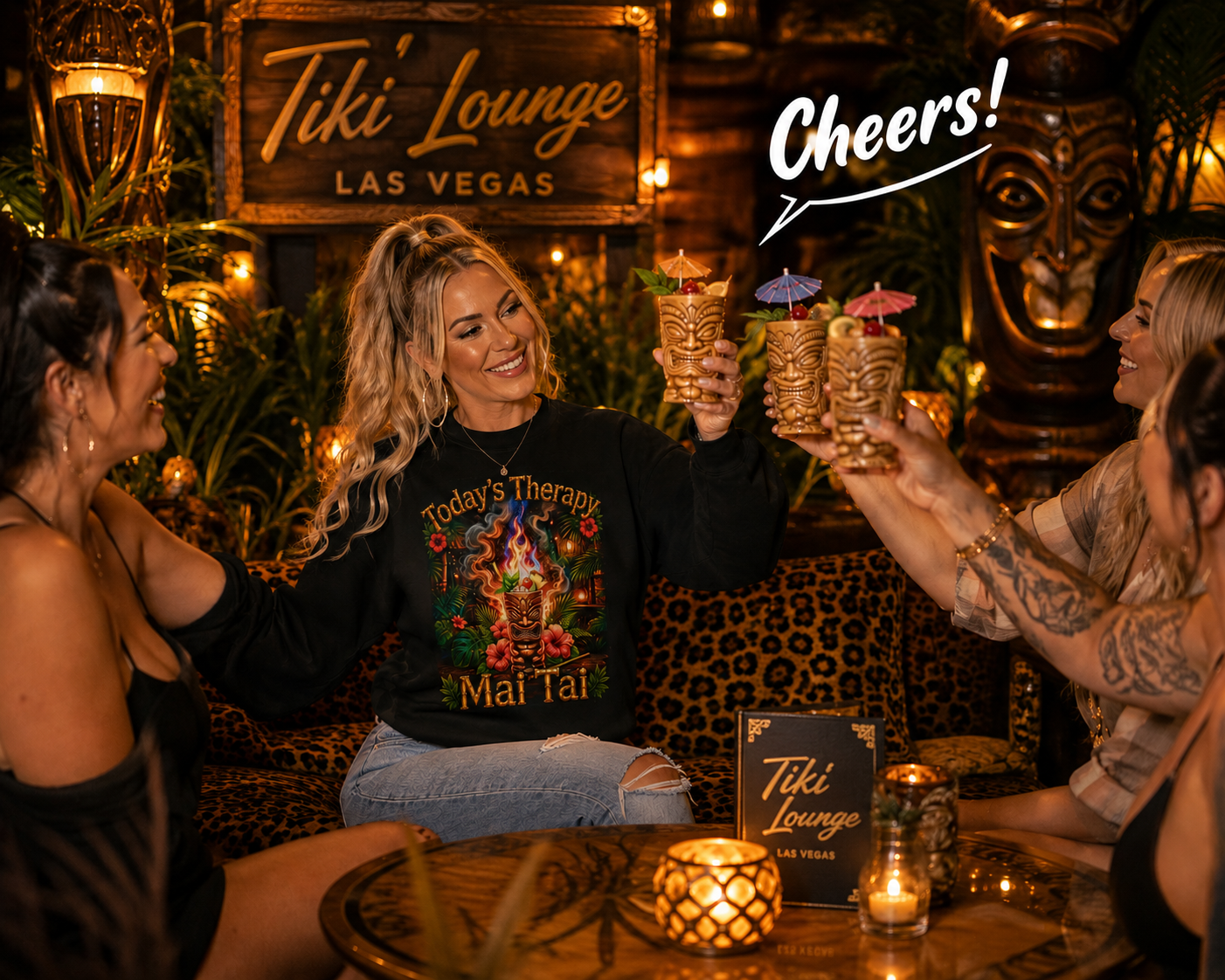MAI TAI CREWNECK SWEATSHIRT – "Today's Therapy: Mai Tai" Tropical Cocktail Graphic
