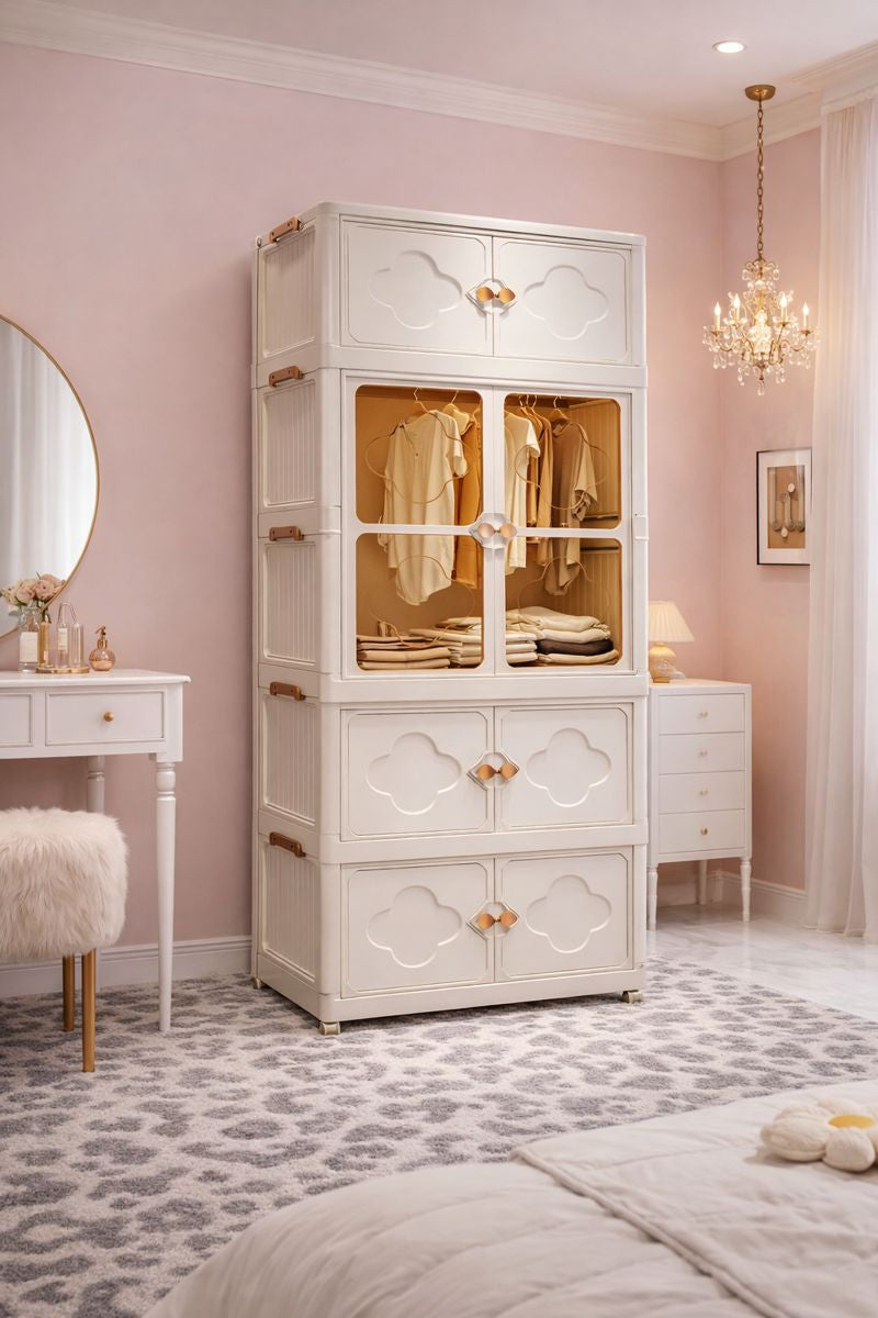 Tiered Luxe Foldable Storage Cabinet on Wheels