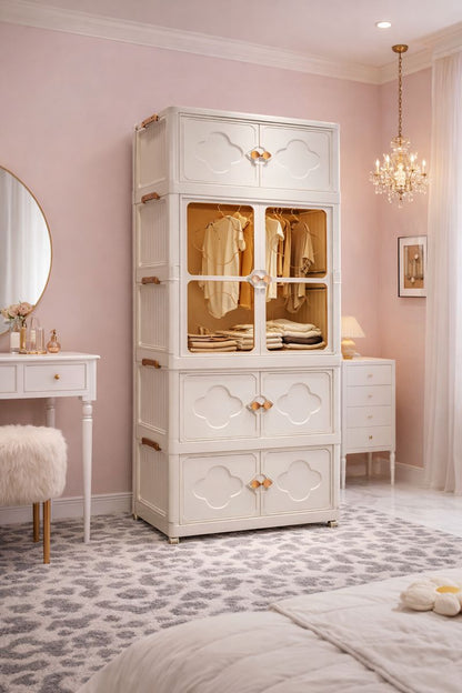 Tiered Luxe Foldable Storage Cabinet on Wheels