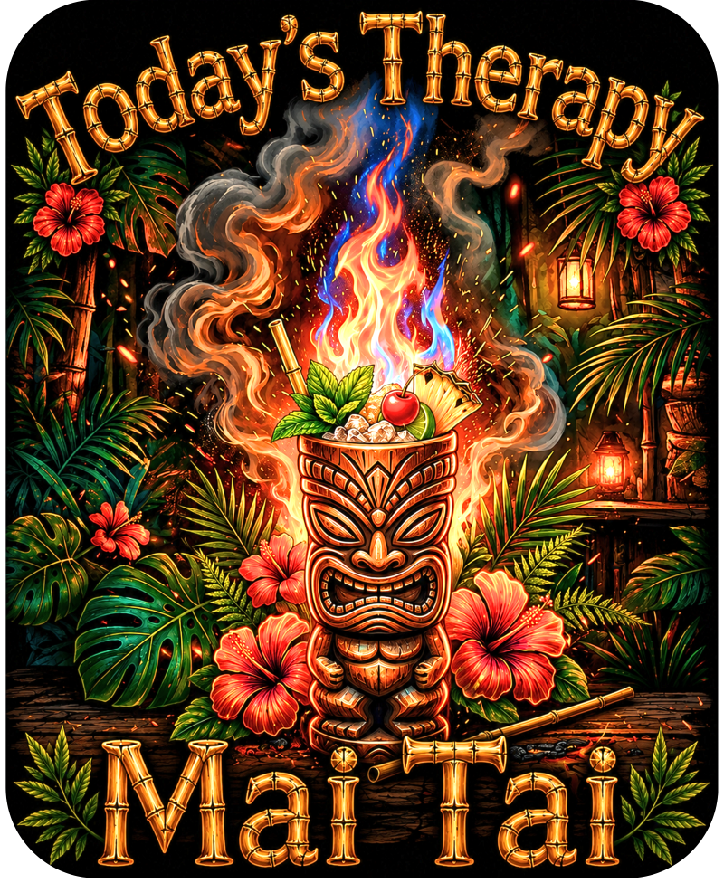UNISEX MAI TAI T-SHIRT - "Today’s Therapy: Mai Tai" Tropical Cocktail Tee