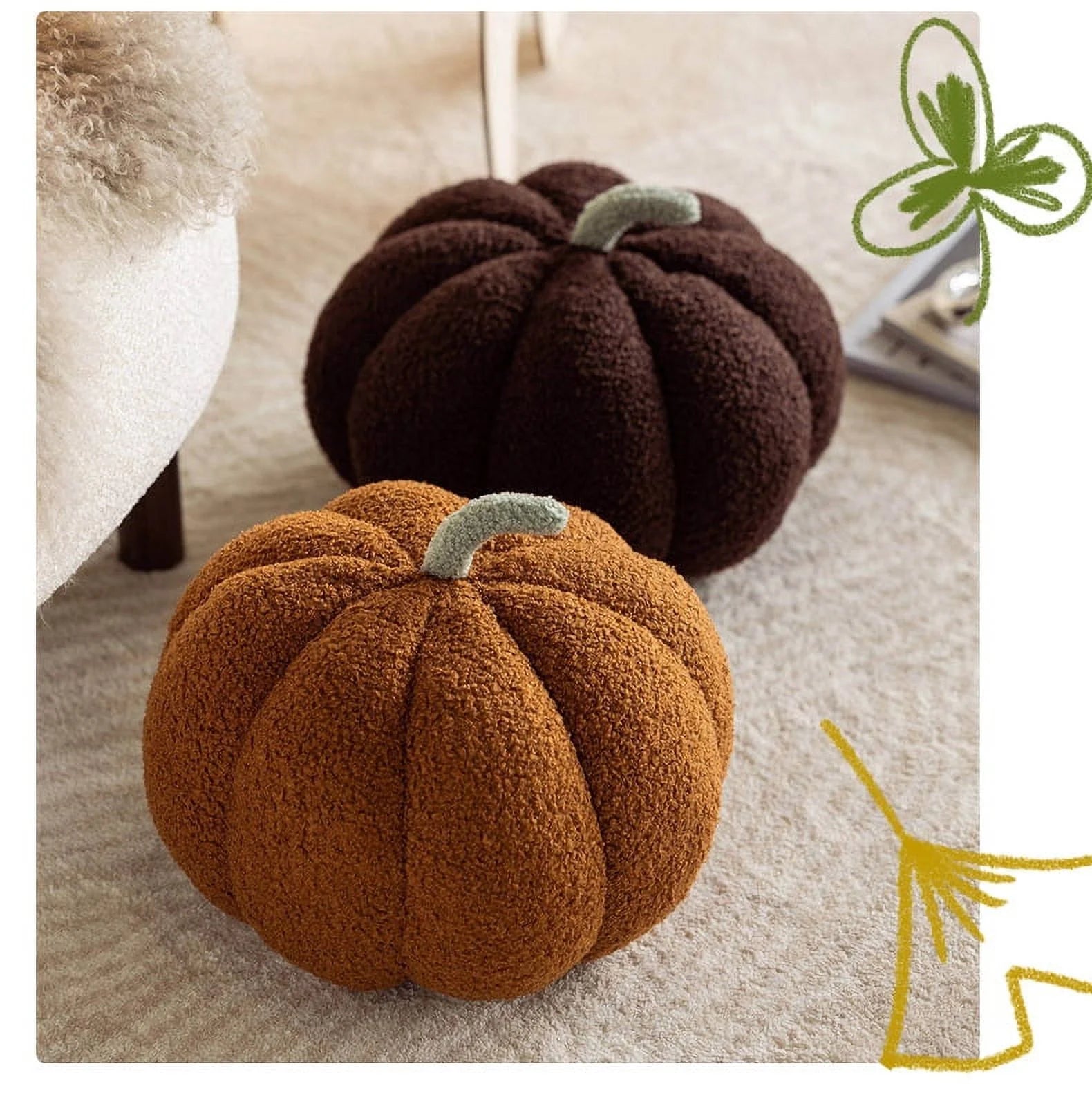 Plush Pumpkin Pillow Pumpkin Throw Pillows, Decorative Pillows Ball Pillow Stuffed Pumpkin Plush Toy, Cute 3D Shaped Teddy Pumpkin Pillows