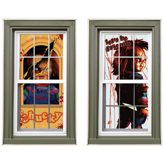 Child'S Play Chucky Window Paper Silhouettes - 32.5" X 16.75" (Pack of 2) - Perfect for Halloween & Horror Fans, Designed to Fright and Delight