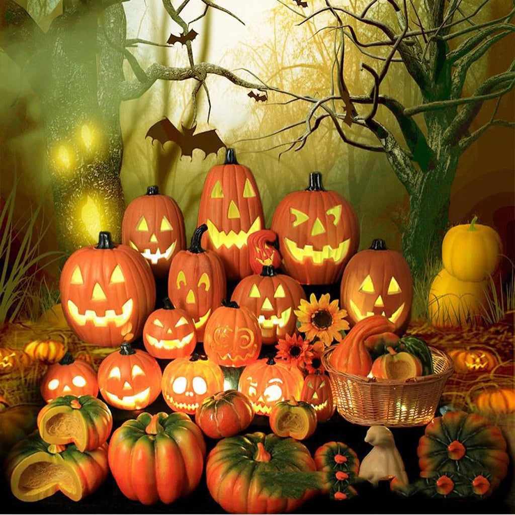 Halloween Decor LED Pumpkin Lantern Scene Layout Home Decoration Halloween Decorations Light up Pumpkin 3D Fall Resin Pumpkin Battery Operated Orange