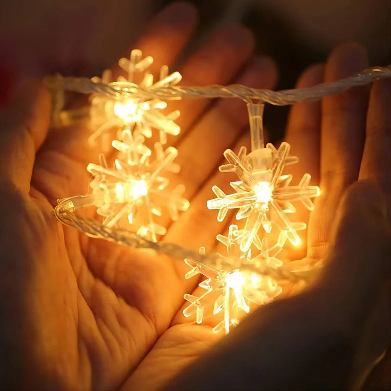 10/20/80Leds Snowflake String Garland Fairy Lights Usb/Battery Powered Christmas Tree Holiday New Year Bedroom Decoration Lamps