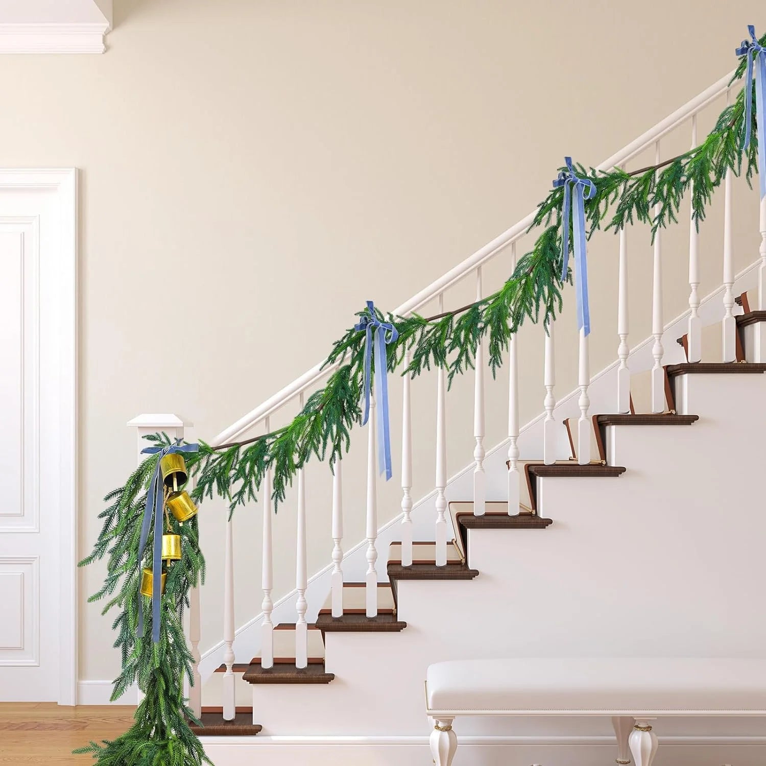 6Ft Christmas Garlands Norfolk Pine Garland Faux Greenery Pine Garland for Indoor Holiday Decor