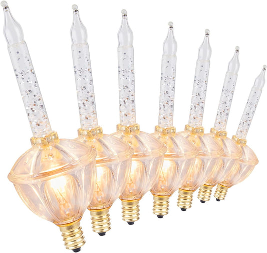 14 Pack Bubble Lights Replacement Bulbs, Clear Fluid Lights Bulbs, C7 E12 Candelabra Base, Xmas Bubble Lamps for Christmas Tree Decorations, Warm White