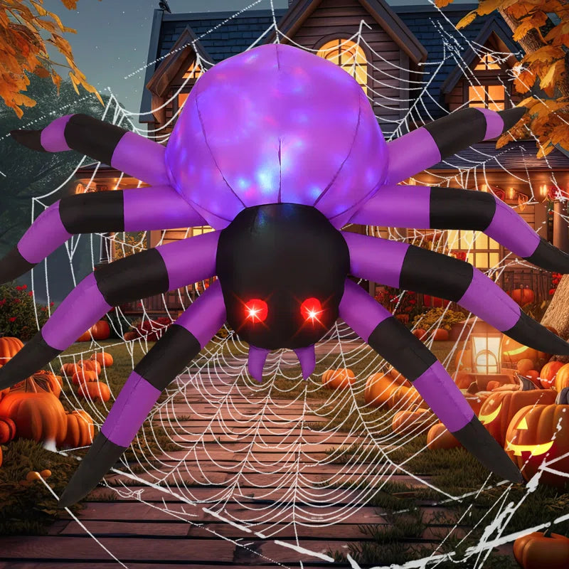 Halloween Inflatables 6.8 FT Inflatable Halloween Spider with LED Lights