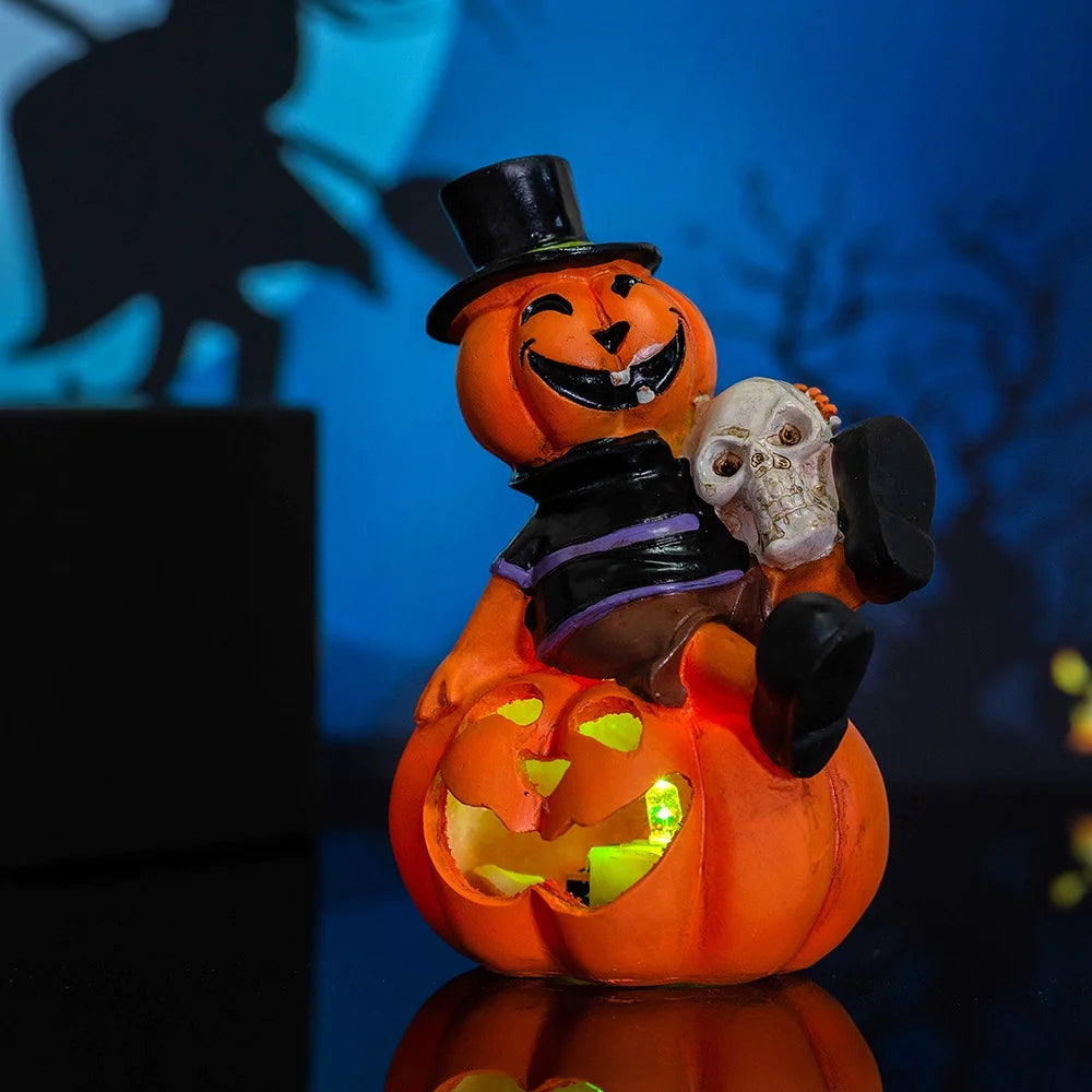 2-Packs Pumkin Decorating Halloween Pumpkin Skull Lamp LED Skeleton Night Light Halloween Decor