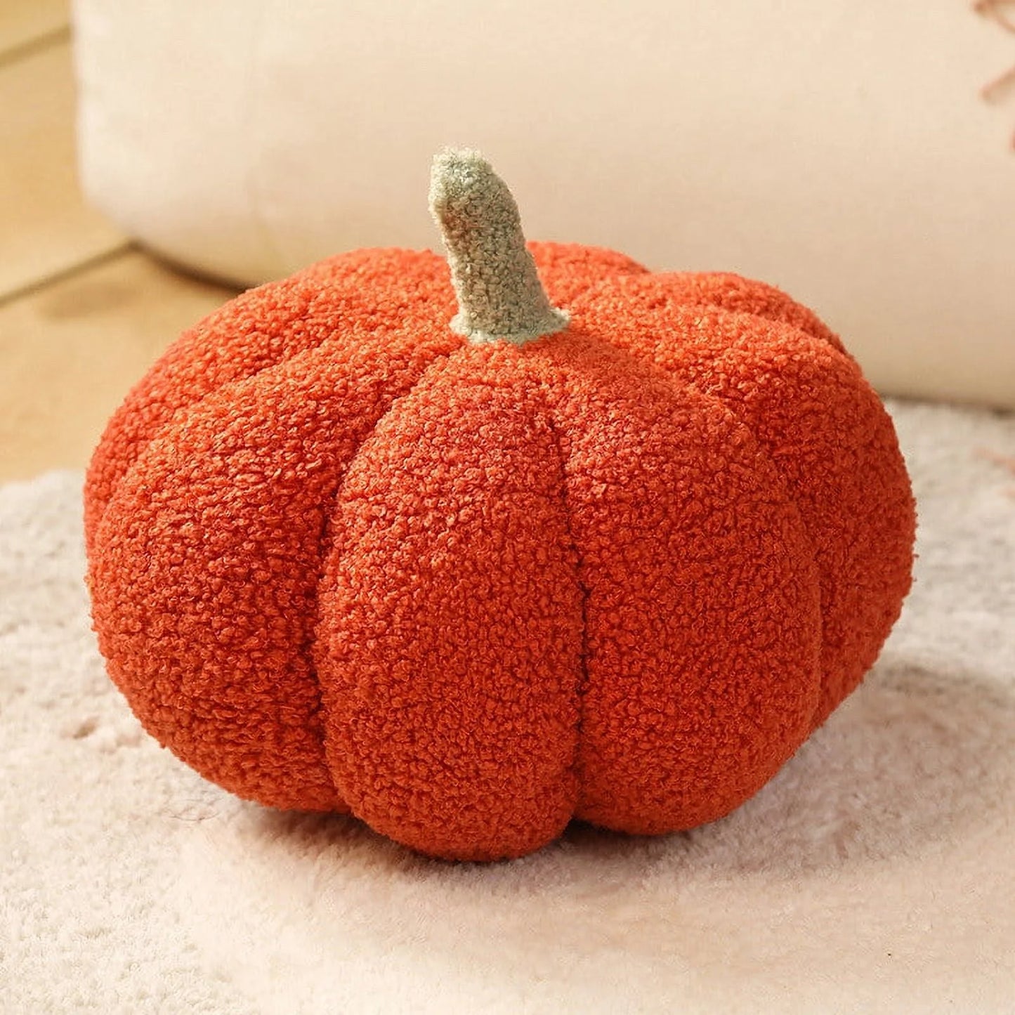 Pumpkin Throw Pillow Stuffed Fluffy Plush Toy Halloween Pumpkin Decorative Pillow Cushion Home Decoration Party Favors (Red)