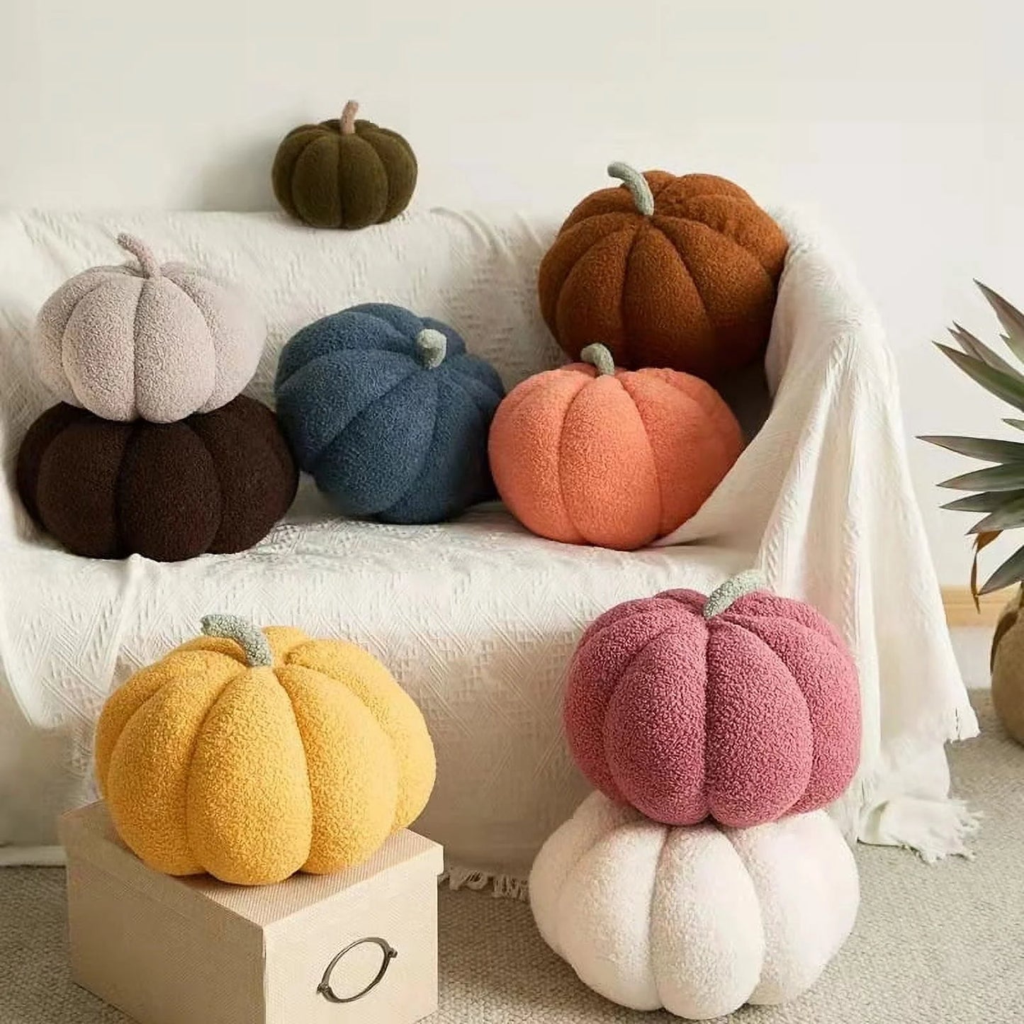 Pumpkin Throw Pillow Stuffed Fluffy Plush Toy Halloween Pumpkin Decorative Pillow Cushion Home Decoration Party Favors (Red)