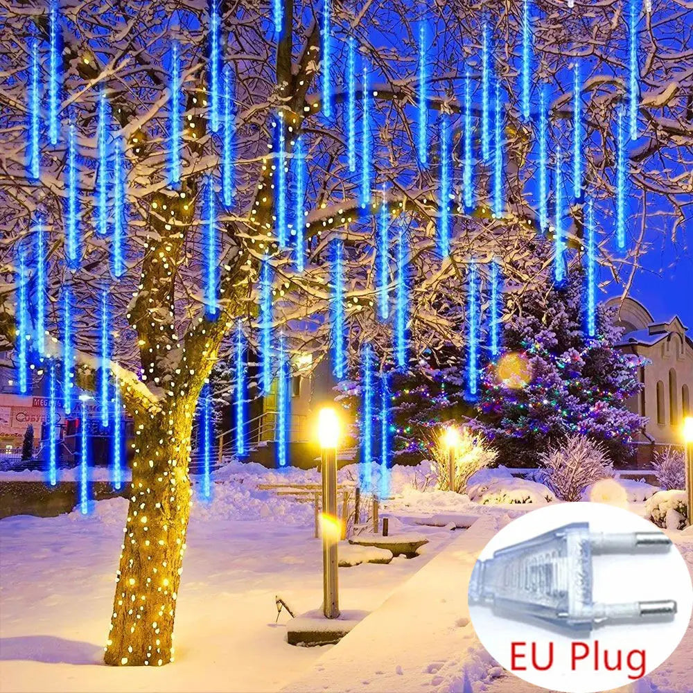 50Cm EU Plug Meteor Shower Rain Street Garlands for Outdoor Garland Fairy Garden Lights Wedding Holiday Lighting