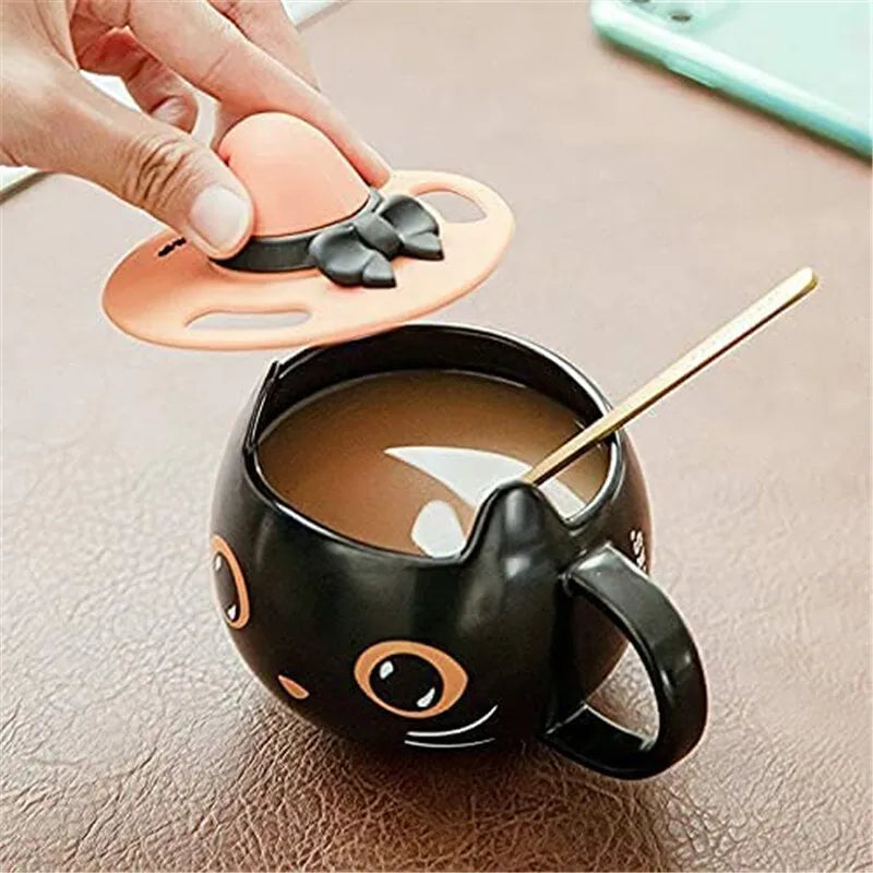 300Ml Creative Cute Black Cat Cup Ceramic Coffee Mug with Handle Halloween Magic Hat Tea Milk Cup Family Couples Friend Kid Gift